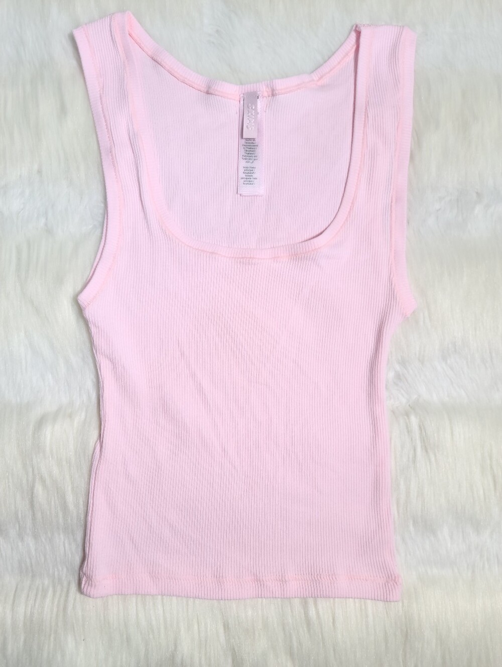 SKIMS Cotton Rib Tank Pink Cherry Blossom Women XS NEW